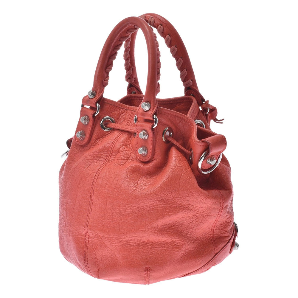 Balenciaga Pom Leather Handbag Orange Bag Orange